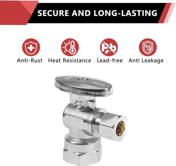 EFIELD Angle Stop Valve Brass Chrome Plumbing Fixture-4