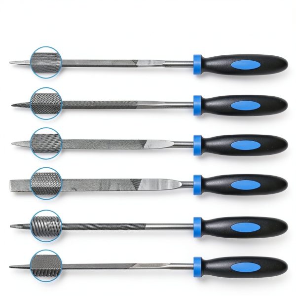 Needle File Set E•Werk 6-Pc Hand Files Round Square Flat Blue-1
