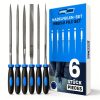 Needle File Set E•Werk 6-Pc Hand Files Round Square Flat Blue-0