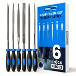 Needle File Set E•Werk 6-Pc Hand Files Round Square Flat Blue-0