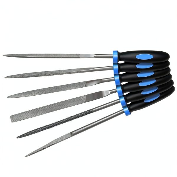 Needle File Set E•Werk 6-Pc Hand Files Round Square Flat Blue-3