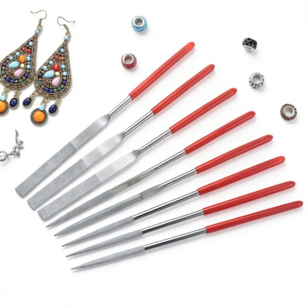 Mudder Miniature and Model Files 9 Piece Diamond File Set Red Silver-3