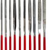 YAKAMOZ 10-Piece Mini Diamond Needle File Set 2x100mm Small Metal Riffler Files Jewelers File Precision Hand Tools for Glass Wood Stone Jewelry - Round Triangular Square Flat Shape-0