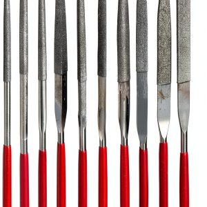 YAKAMOZ 10-Piece Mini Diamond Needle File Set 2x100mm Small Metal Riffler Files Jewelers File Precision Hand Tools for Glass Wood Stone Jewelry - Round Triangular Square Flat Shape-0