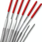 Mudder Miniature and Model Files 9 Piece Diamond File Set Red Silver-0