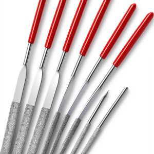 Mudder Miniature and Model Files 9 Piece Diamond File Set Red Silver-0