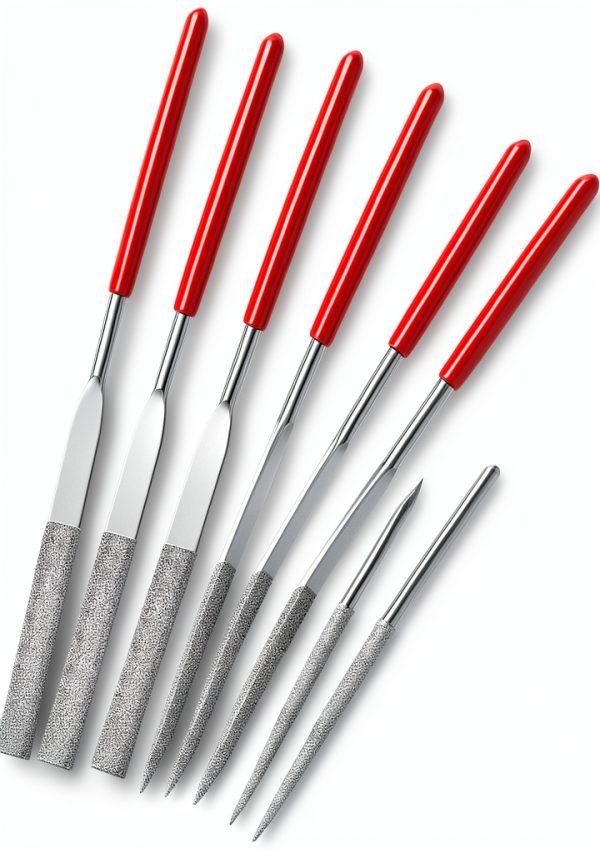 Mudder Miniature and Model Files 9 Piece Diamond File Set Red Silver-0