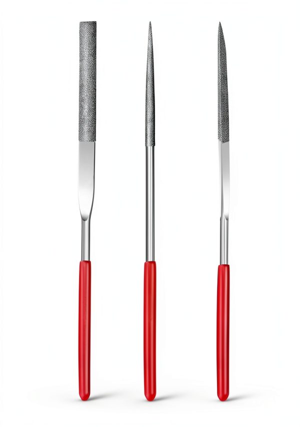Mudder Miniature and Model Files 9 Piece Diamond File Set Red Silver-1